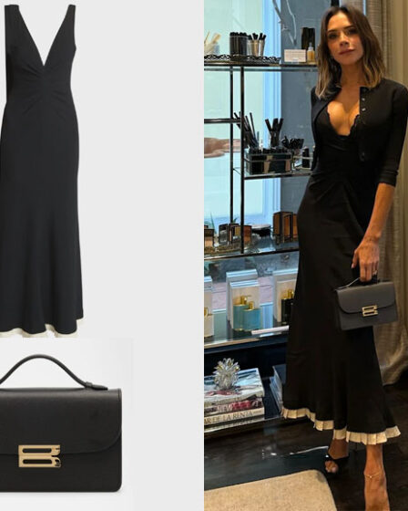 Victoria Beckham's Victoria Beckham Plunging Gown & Bag