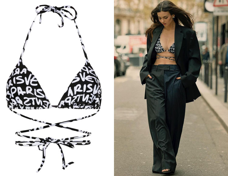 Victoria Justice's Vetements Black Swimsuit Top