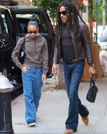 Image may contain Lenny Kravitz Zoë Kravitz Clothing Pants Accessories Bag Handbag Jeans Pedestrian and Person