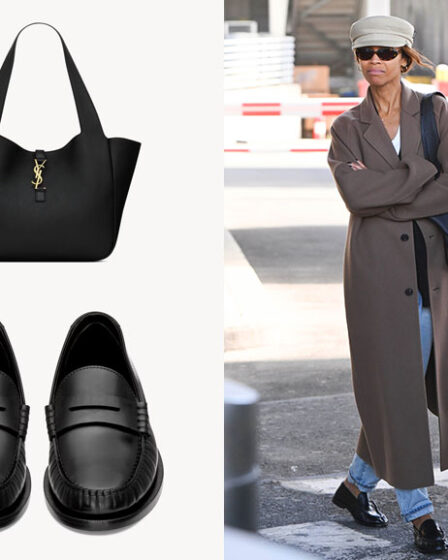 Zoe Saldana's Saint Laurent Le 5 À 7 Béa Bag & Le Loafer Penny Slippers