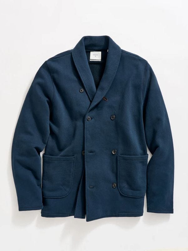 navy shawl cardigan, included in a roundup of Billy Reid Gift Ideas