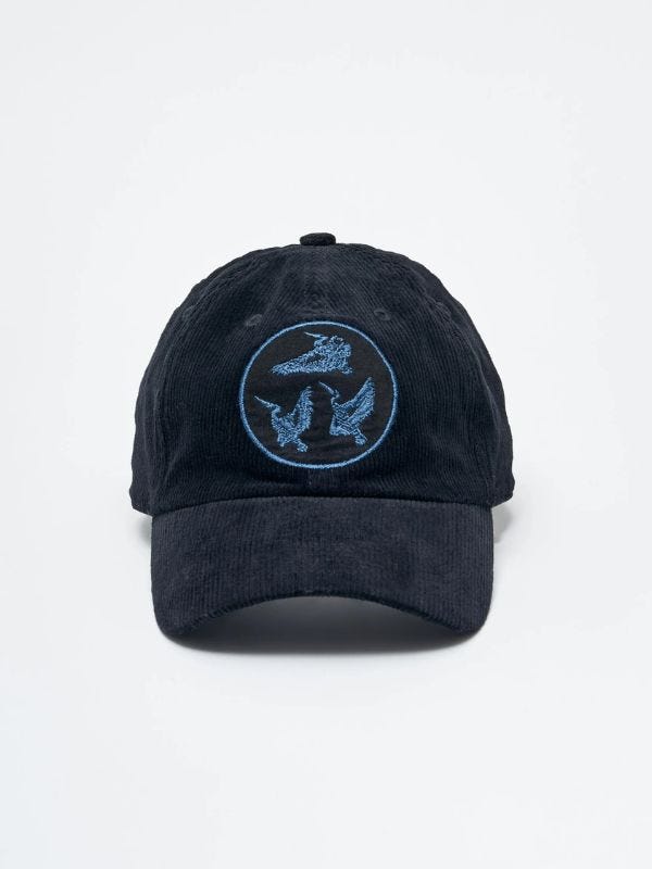 corduroy baseball cap with pelican embroidery detail, included in a roundup of Billy Reid Gift Ideas