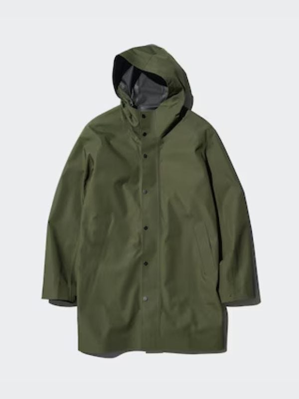 green long raincoat