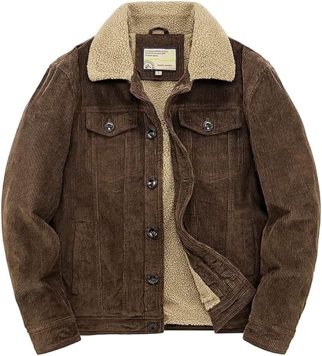 Utcoco Men’s Vintage Fleece Sherpa Lined Corduroy