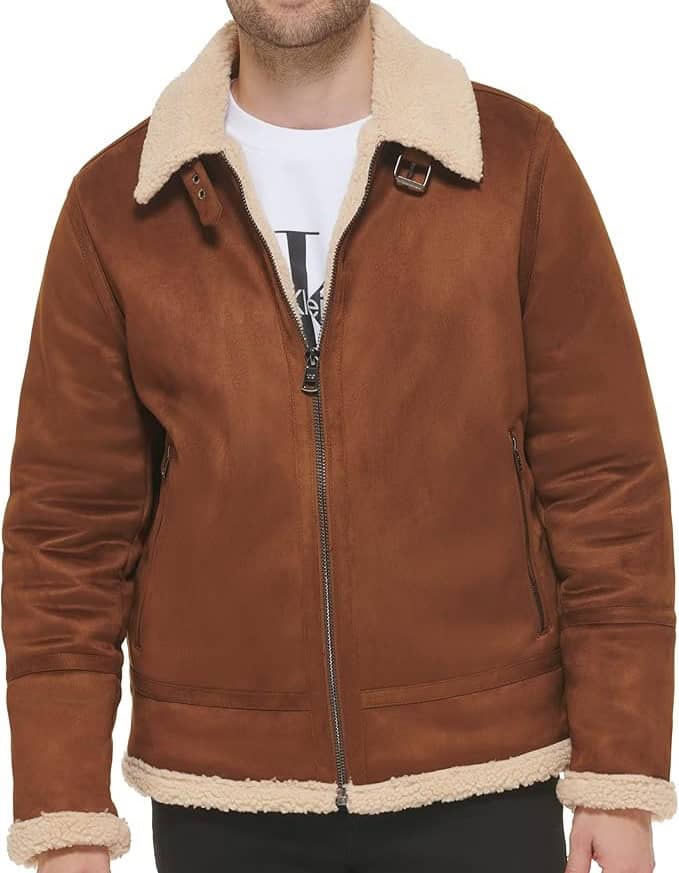 Calvin Klein Faux Leather Men’s Bomber Jacket