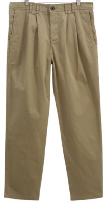 Wax London Raleigh Khaki Cotton Pleated Trousers