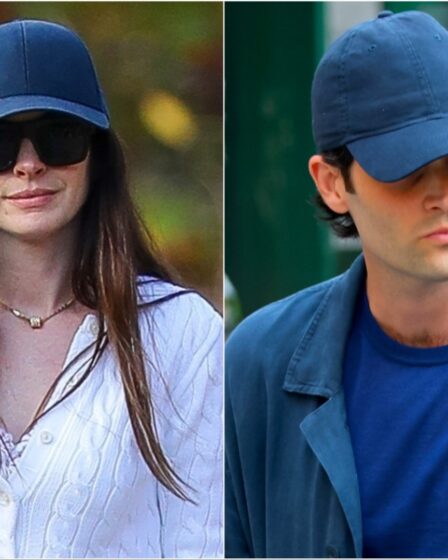 Image may contain Anne Hathaway Baseball Cap Cap Clothing Hat Accessories Jewelry Necklace Adult and Person