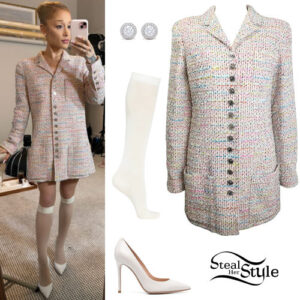 Ariana Grande: Tweed Jacket, White Pumps