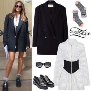 Chrissy Teigen: Black Blazer, Corset Dress