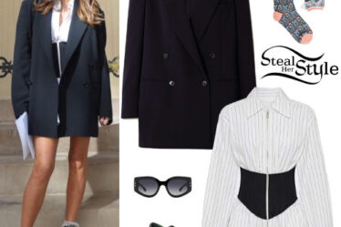 Chrissy Teigen: Black Blazer, Corset Dress