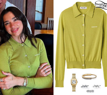 Dua Lipa: Green Cardigan | Steal Her Style