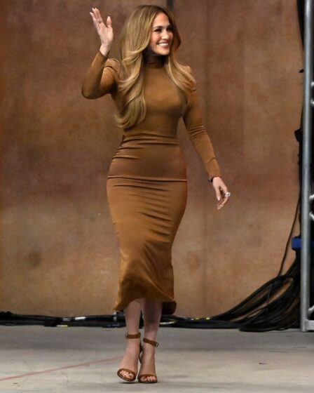 Jennifer Lopez arrives to speak during a campaign rally for US Vice President and Democratic presidential candidate Kamala Harris