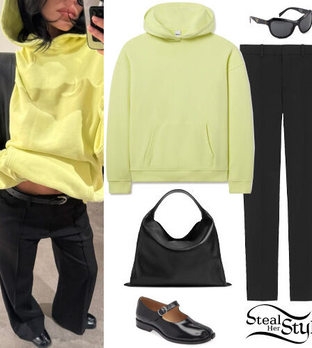 Kylie Jenner: Lime Hoodie, Black Pants