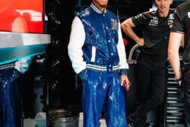 Lewis Hamilton of Great Britain and Mercedes walks in the Paddock prior to the F1 Grand Prix of Las Vegas