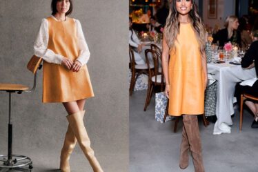 Lexi Underwood's Sézane Nicia Dress & Anaelle Thigh High Boots