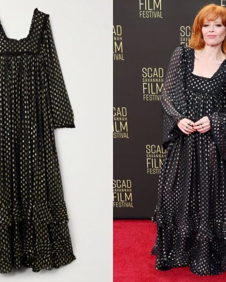 Natasha Lyonne's Chloe Lace Trimmed Gown