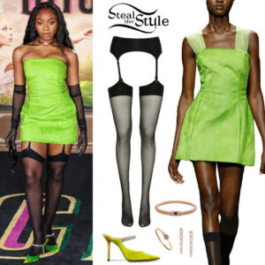 Normani: Green Dress and Pumps