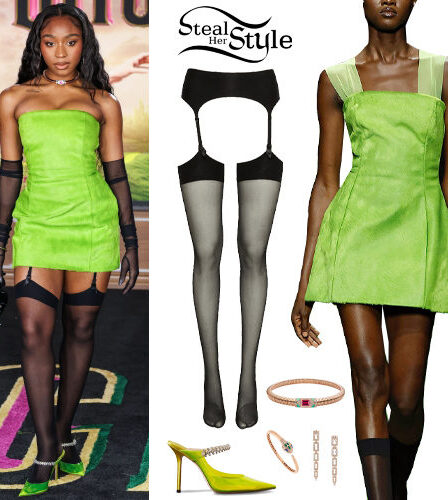 Normani: Green Dress and Pumps