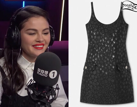 Selena Gomez: Black Leopard Dress