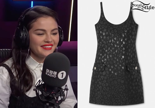 Selena Gomez: Black Leopard Dress