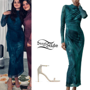 Selena Gomez: Blue Dress, Glitter Sandals