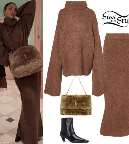 Shay Mitchell: Knit Turtleneck and Skirt