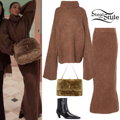 Shay Mitchell: Knit Turtleneck and Skirt