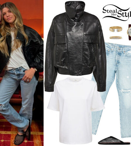 Sofia Richie: Leather Jacket, Mesh Flats