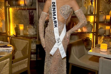 Miss Universe 2024 Victoria Kjær Theilvig wearing a design from Bride to Be by Suzelle Taveras