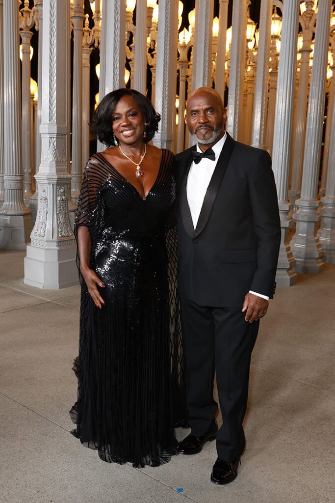 Viola Davis, wearing Gucci, and Julius Tennon attend the 2024 LACMA Art+Film Gala, 