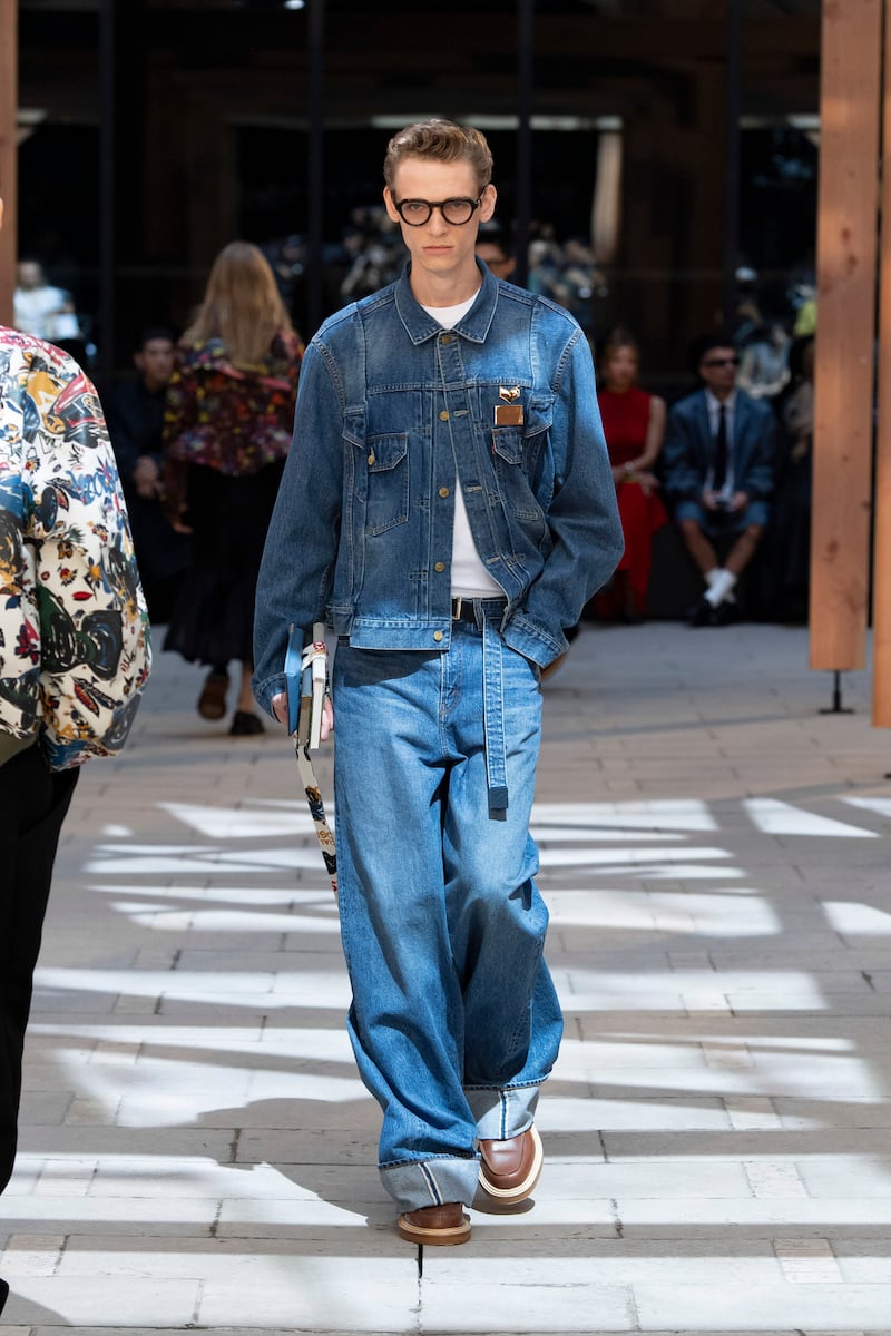 A Levi's collaboration with Sacai being presented during Spring/Summer 2025 Men's Paris Fashion Week.