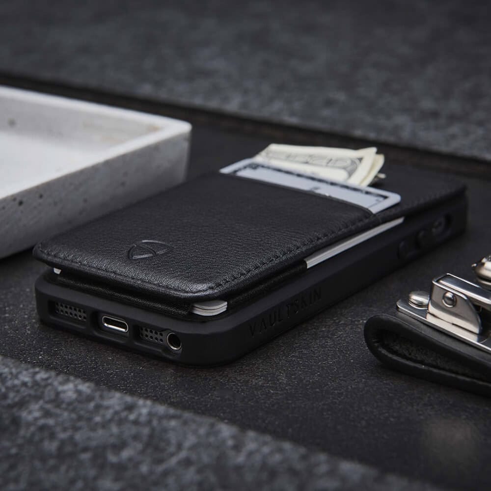 vaultskin iphone case with a wallet