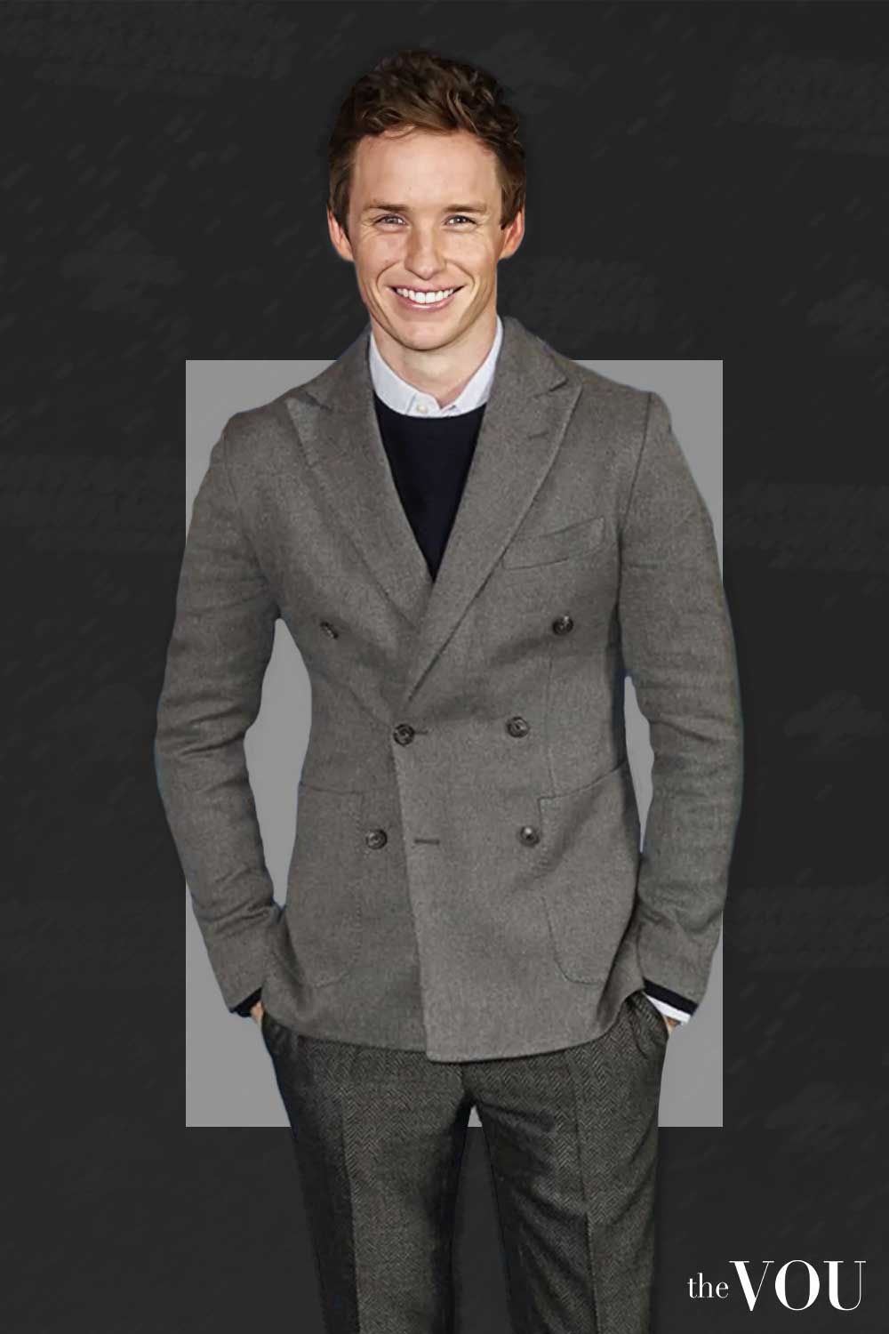 Structured Double-Breasted Blazers for Rectangle Frames Eddie Redmayne