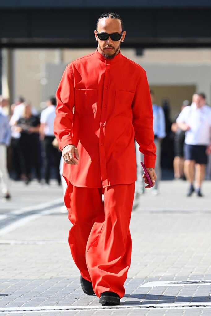 Lewis Hamilton of Great Britain and Mercedes walks in the Paddock prior to the F1 Grand Prix of Abu Dhabi 