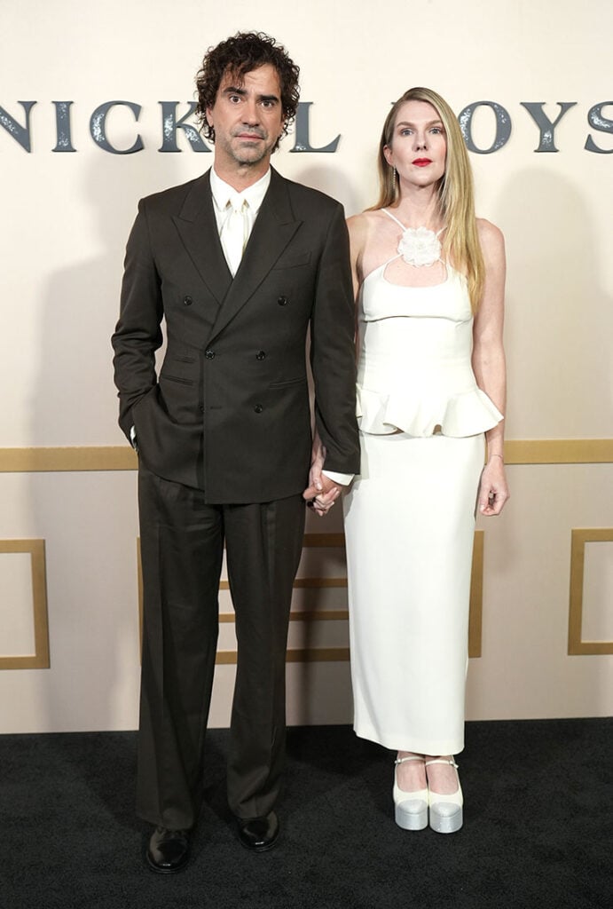 Hamish Linklater (L) and Lily Rabe attend the Los Angeles Premiere of Amazon MGM Studios' "Nickel Boys"