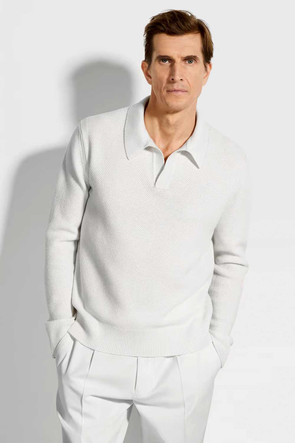 All white outfit shoulder fit Zegna