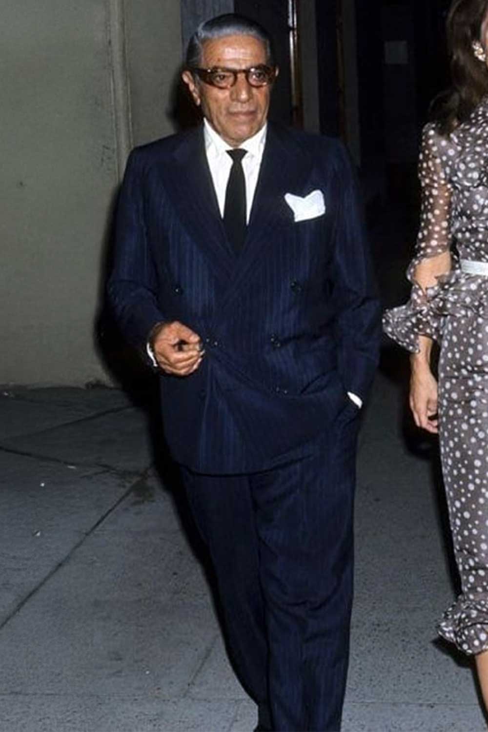 Aristotle Onassis navy blue double-breasted suit