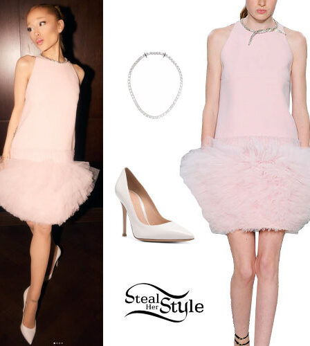 Ariana Grande: Pink Mini Dress and Pumps