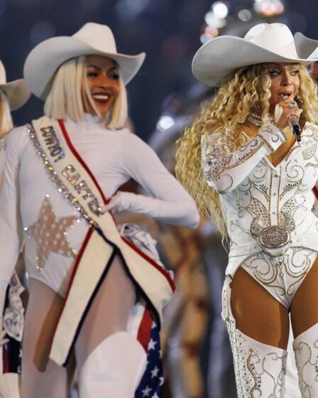 HOUSTON, TEXAS - DECEMBER 25: BeyoncÃ© performs at halftime during an NFL football game between the Baltimore Ravens and the Houston Texans, at NRG Stadium on December 25, 2024 in Houston, Texas. (Photo by Brooke Sutton/Getty Images)