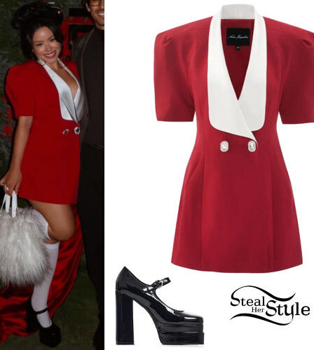 Cierra Ramirez: Red Dress, Platform Pumps