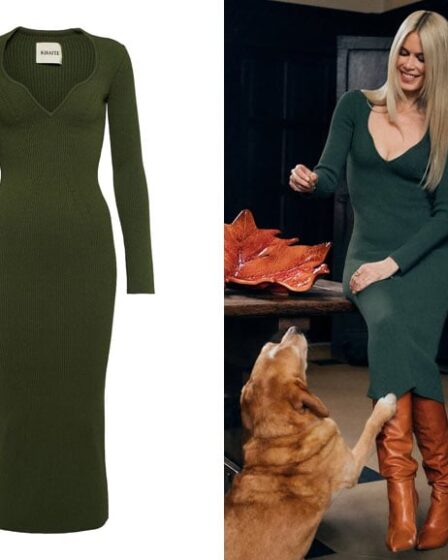 Claudia Schiffer's Khaite Alessandra Ribbed-Knit Midi Dress