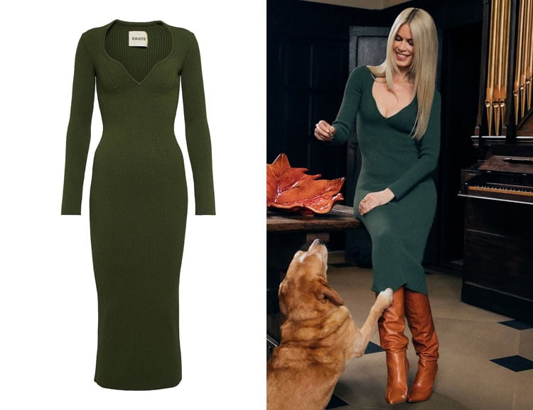 Claudia Schiffer's Khaite Alessandra Ribbed-Knit Midi Dress