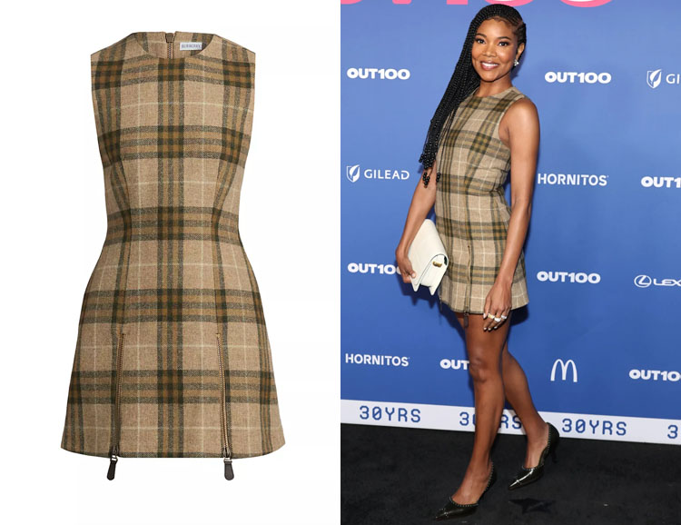 Gabrielle Union's Burberry Cie Check Zip Mini Dress