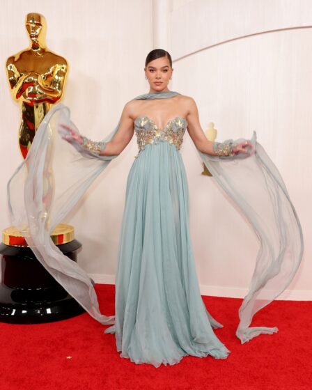 Image may contain Hailee Steinfeld Fashion Premiere Red Carpet Adult Person Wedding Clothing and Dress