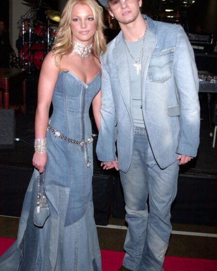 Britney Spears and Justin Timberlake wearing full denim outfits