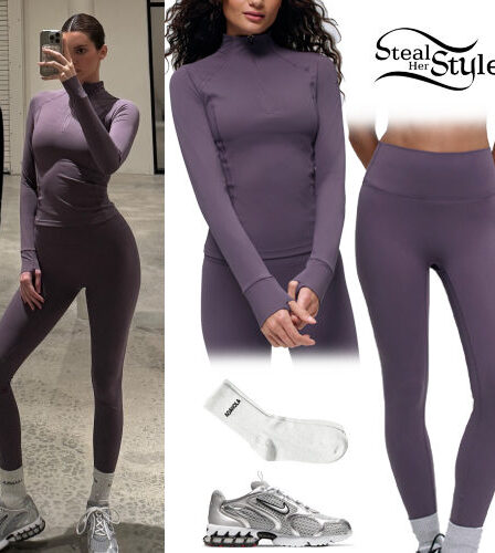 Kendall Jenner: Violet Zip Top and Leggings