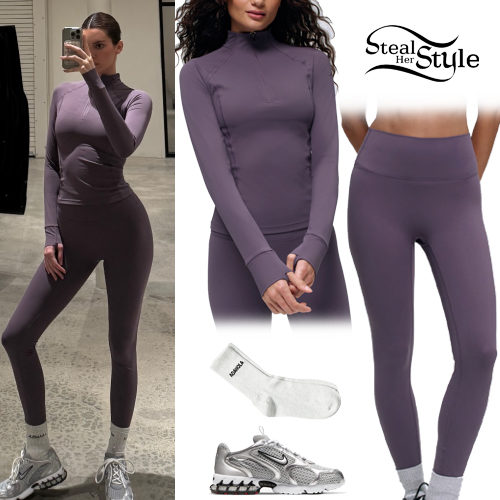 Kendall Jenner: Violet Zip Top and Leggings