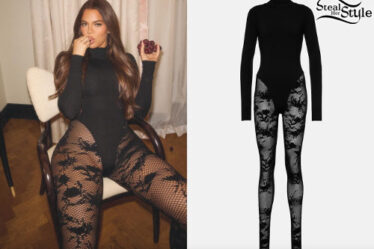 Khloé Kardashian: Black Lace Catsuit