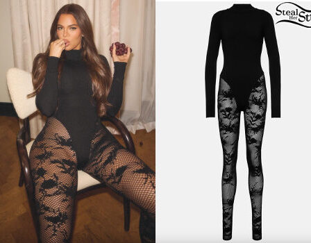 Khloé Kardashian: Black Lace Catsuit