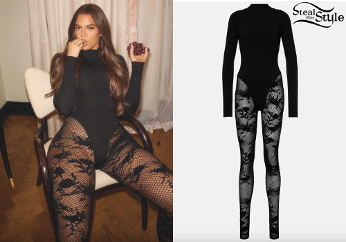 Khloé Kardashian: Black Lace Catsuit